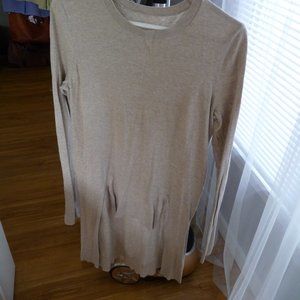 ITALIAN beige cotton  modal blend tunic with low high hemline size L